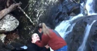Inside Edition Guy Proposes To GF Next To Massive Waterfall And It Goes Horribly Wrong