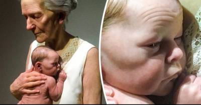 At First Glance You Might Believe That This Is A Grandmother Holding Her Grandson But Look Closer