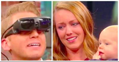 Blind Dad Has Never Seen Wife And Son Before, Loses It When He Looks At Them For The First Time