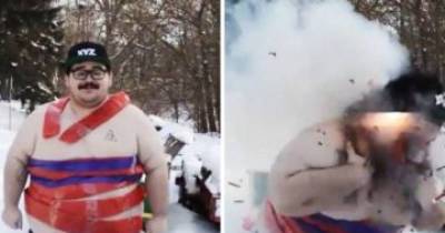 Guy Instantly Regrets Wrapping Himself In Firecrackers And Lighting The Fuse