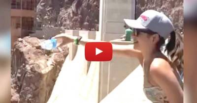 Girl Pours A Bottle Of Water Over The Hoover Dam And Discovers Something