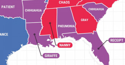 This Embarrassing Map Will Show You Every State's Most Misspelled Word According To Google.