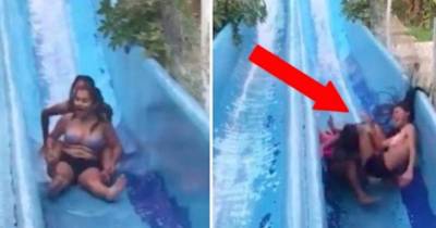 Girls Painfully Wipe Out After Crazy Waterslide Accident