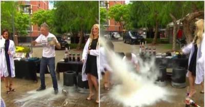 Australian TV Host Nearly Decapitated By An Experiment Gone Wrong