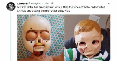 7-Year Old Girl Is Obsessed With Cutting Her Dolls Faces Off To Make Them Look Pretty