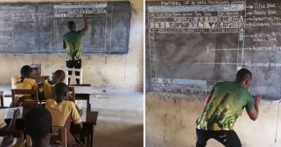 Students Don't Have Computer To Learn ICT, Ghanaian Teacher Draws Microsoft Word To Teach Them