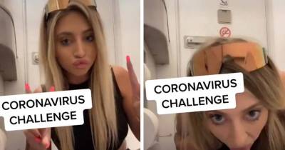 Tik Tok Star Gets Bashed After She Posts A Vile Video Of Her Licking Airplane Toilet Seat For The "Coronavirus Challenge"