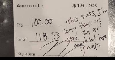 Customer Leaves A Generous Tip For Bartender As Coronavirus Affects Restaurant Businesses