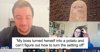 Boss Mistakenly Turns On The Potato Filter During Home-Based Video Conference Call Meeting, Conducts The Whole Meeting Talking Like A Potato