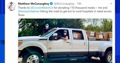 Matthew McConaughey And Wife Camila Donates 110,000 Masks To Rural Texas Hospitals