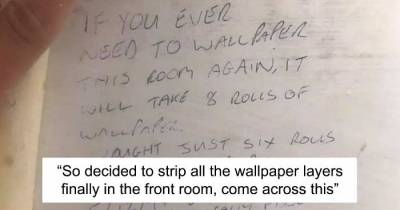 Couple Redecorating Their House Find Hilarious Note Advice Written On The Wall By Previous House Owner In 1997