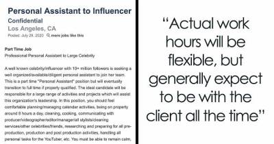 People Are Slamming This Bizarre Personal Assistant Job AD Posted By A Famous LA Influencer