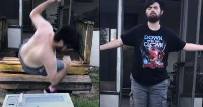 This WWE Fan Tries Elbow Drop On A Microwave, Ends In A Knockout