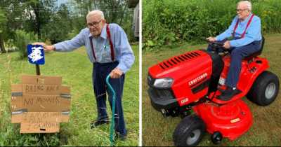 85-Year Old Man's Lawnmower Got Stolen By Someone, Anonymous Donor Buys Him A New One