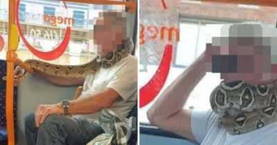 This Man Uses Live Snake As Face Mask While Travelling On Bus