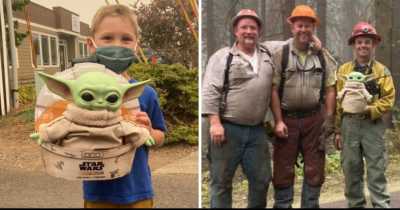 5-Year Old Kid Sends Baby Yoda Mascot To California Firefighters To Keep Them Company