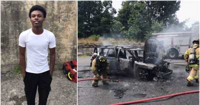 Teenager Pulls Mom and Three Kids Out From A Running Burning Car