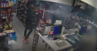 Crazy Man Shoots Fireworks At Petrol Station Worker As Accomplice Films Assault