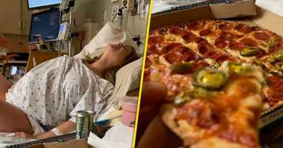 Dad-To-Be Receives Criticism For Sharing Picture Of Himself Eating Pizza While Wife In Labor
