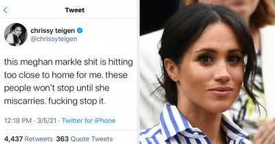Chrissy Teigen Defends Meghan Markle On Twitter Saying 'These People Won't Stop Until She Miscarries'