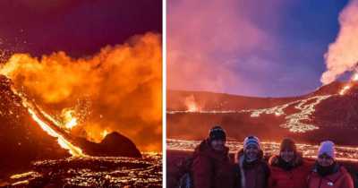 Volcano Tourists In Iceland Flock To First Eruption In 6,000 Years As Lava Spews 300ft Into The Air