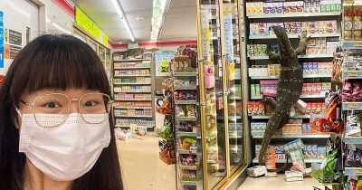 Giant Lizard Climbs Up Shelves In 7-11 In Thailand