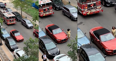 &lsquo;Karen&rsquo; Illegally Blocks Firetruck And Takes Her Time Moving Her Car