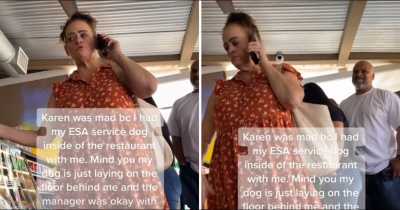 &lsquo;Karen&rsquo; Complains About Woman&rsquo;s Emotional Support Dog In Front Of Her.
