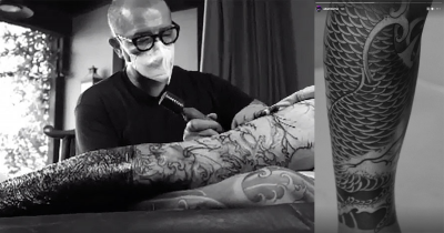 Adam Levine Shares Massive Leg Sleeve Tattoo