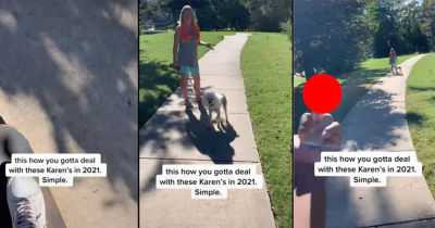 Tiktoker Shuts Down Karen Who Allegedly Pushed Him Off Skateboard