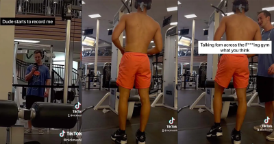 Man Makes Homophobic Comments To Shirtless Tiktoker In Gym