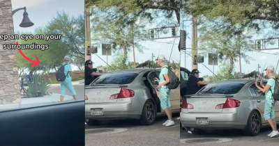 Video Shows Creepy Woman Trying To Open Car Doors & Following People