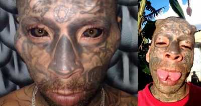 Dad Called A 'Demon' After Having Demon Horns, Forked Tongue, And Tattooed Eyeballs.