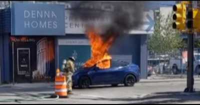 Tesla Traps Driver Inside And Then Catches Fire (Video)
