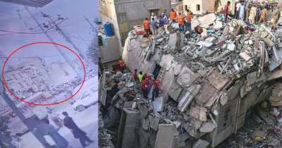 Shocking Footage Captures The Moment Seven-Storey Building Collapses In Karachi