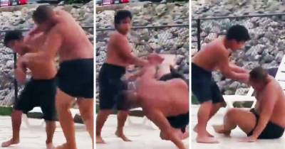 Bully Attempts to Throw Kid in Pool Then Gets Ass Beat