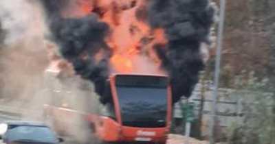 Bus Bursts Into Flames "With Children On Board' As Eyewitnesses Capture Horror Scenes