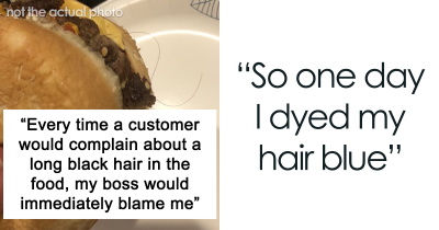 Woman Is Tired Of Her Boss Blaming Her For Hair In Customers' Food, So She Dyes Her Hair Blue