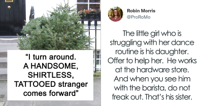 Woman Got To Live Her Real-Life Hallmark Movie Moment When A Handsome, Shirtless, Tattooed Stranger Rushed To Help Her At The Right Time