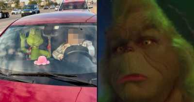Man Gets Booked For Trying To Drive In A Two-Passenger Lane With An Inflatable Grinch