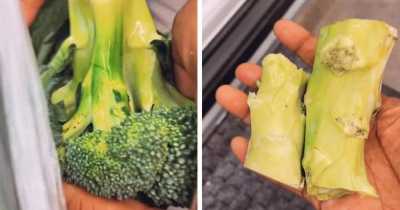 Woman Cuts Off Excess Food Before Weighing And Paying At Supermarket