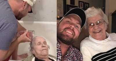 Grandson Sets Up Home Beauty Salon For Grandma, 87, To Style Her Hair When Unable To Go To Her Regular One