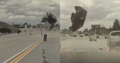 Video Shows Heart-Pounding Moment Loose Tire Sends Car Flipping In Air