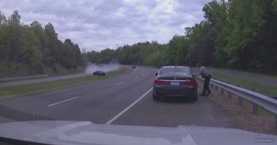 Virginia Police Officer Narrowly Avoids Getting Hit By Out-Of-Control BMW