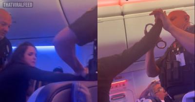 Passenger Dragged Off Airplane As She Bites Police Officer After Allegedly Being Drunk And Rowdy