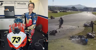 South African Racer Hit By Out-Of-Control Motorbike So Hard She Did 360-Degree Backflip