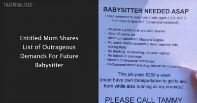 Entitled Mother Shocks Internet With Outrageous List of Requirements For Babysitter