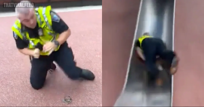 Boston Police Officer Injures Himself Going Down Children's Slide