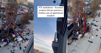 Woman Tosses Cheating Boyfriend&rsquo;s Clothes Over NYC Balcony In Shocking Video