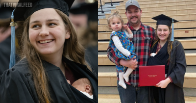 Graduating Mom Walks The Stage With Her 10-Day-Old Baby Under Her Gown